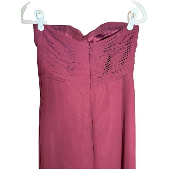 Bill Levkoff Womens Maroon Maxi length Chiffon Gorgeous Strapless Minimalist Bri - Picture 7 of 9